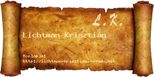 Lichtman Krisztián névjegykártya